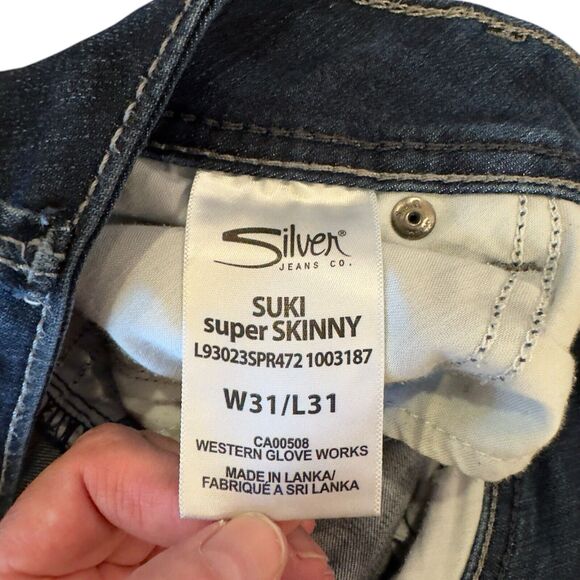 Silver Suki Skinny Jeans Womens Size 31X31 Dark Wash Denim Stretch Mid Rise Blue - Picture 9 of 10